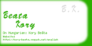 beata kory business card